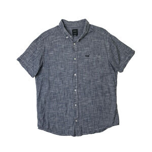RVCA Shirt Mens XL Blue Gray That'll Do Dobby Woven Slim Fit Button Down Pocket